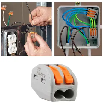 

60pcs Reusable Electrical Wire Connectors Kit Spring Lever Nut Terminal Blocks Conductor qiang