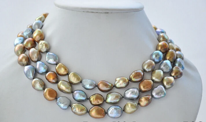

Fast SHIPPING * z6984 14mm black coffee champagne baroque potato freshwater pearl necklace 50in NEW