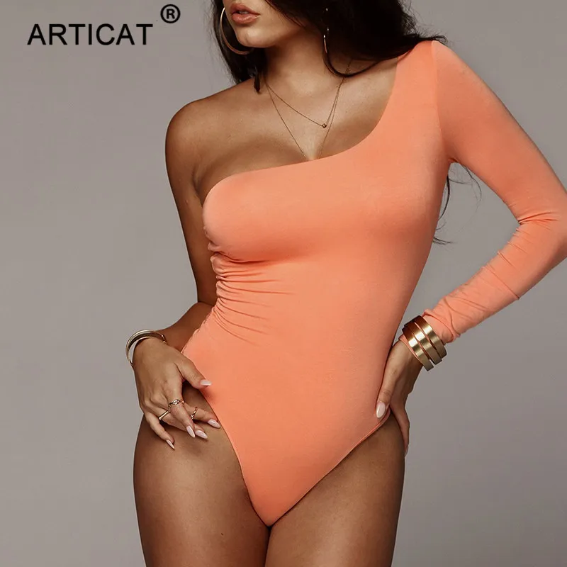 Articat واحد الكتف مثير ارتداءها النساء طويلة الأكمام عارية الذراعين الخريف داخلية عارضة نحيل ثوب فضفاض للمرأة بذلة Playsuit Articat واحد الكتف مثير ارتداءها النساء طويلة الأكمام عارية الذراعين الخريف داخلية عارضة نحيل ثوب فضفاض للمرأة بذلة Playsuit
