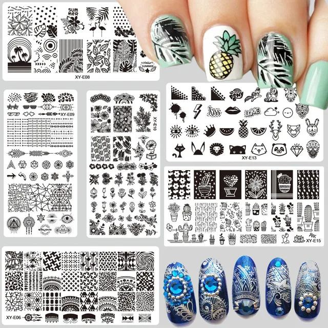 1x Nail Stamping Plates Fashion Flamingo Pinele Cactus Flower 1x Nail Stamping Plates Fashion Flamingo Pinele Cactus Flower Christmas Steel Stamp Template Polish Stencils