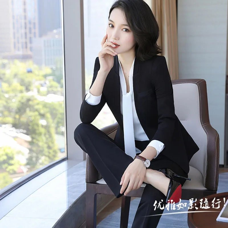 New women work wear Women's  business dress knee long-sleeved coat+dress+shirt 3 pcs / set  drop shipping