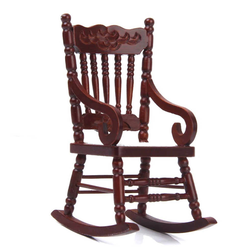 1:12 миниатюрный деревянный шкаф кресло-качалка модель коричневый браслеты кукольный мебель кресло качалка