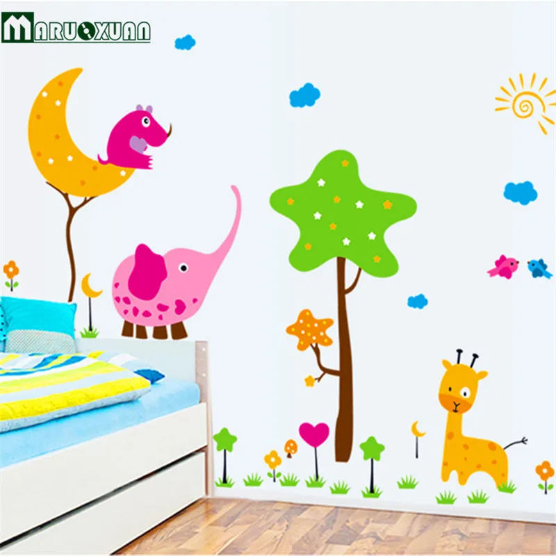 Cartoon Animal Removable Wall Stickers for Kids Baby Rooms nursery