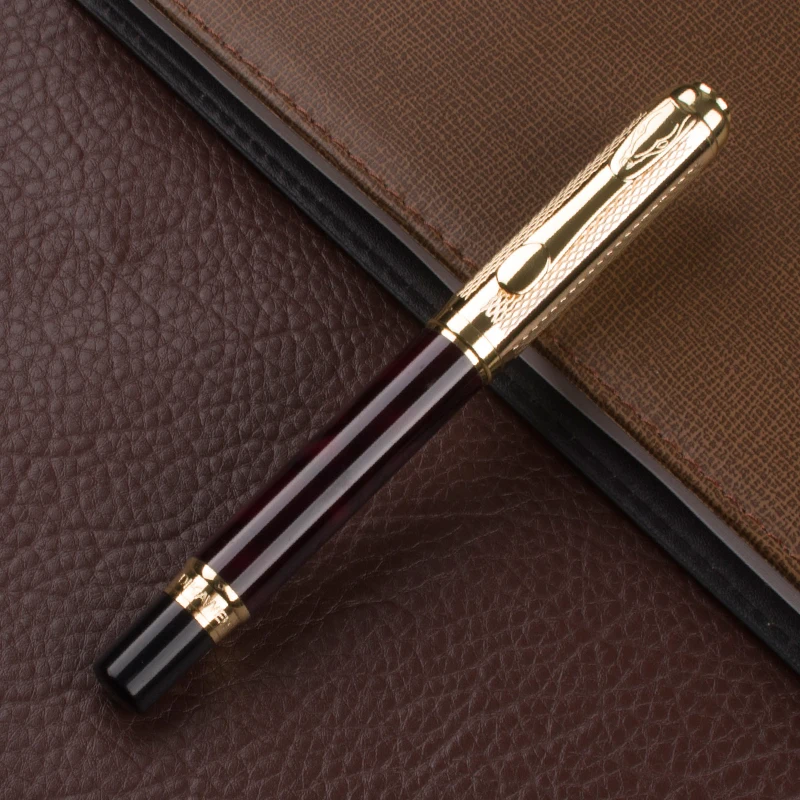 Monte Mount Luxury Agate Red Metal Pen White/Gold Netted Cap Roller Ball Pen with Golden Clip Business and Office Stationery