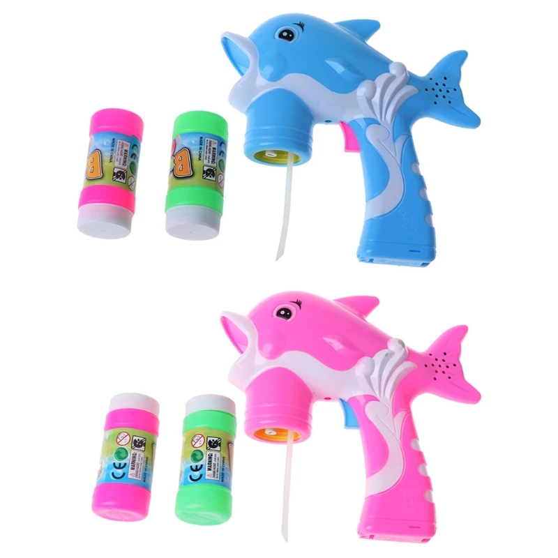 Hot New 1 Set Music Light Electric Dolphin Bubble Gun With Bubble Water