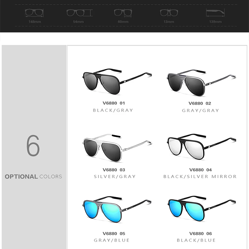 Новинка, бренд VEITHDIA, мужские солнцезащитные очки с алюминиево-магниевым покрытием, поляризованные очки, аксессуары, мужские солнцезащитные очки для мужчин/женщин, gafas VT6880