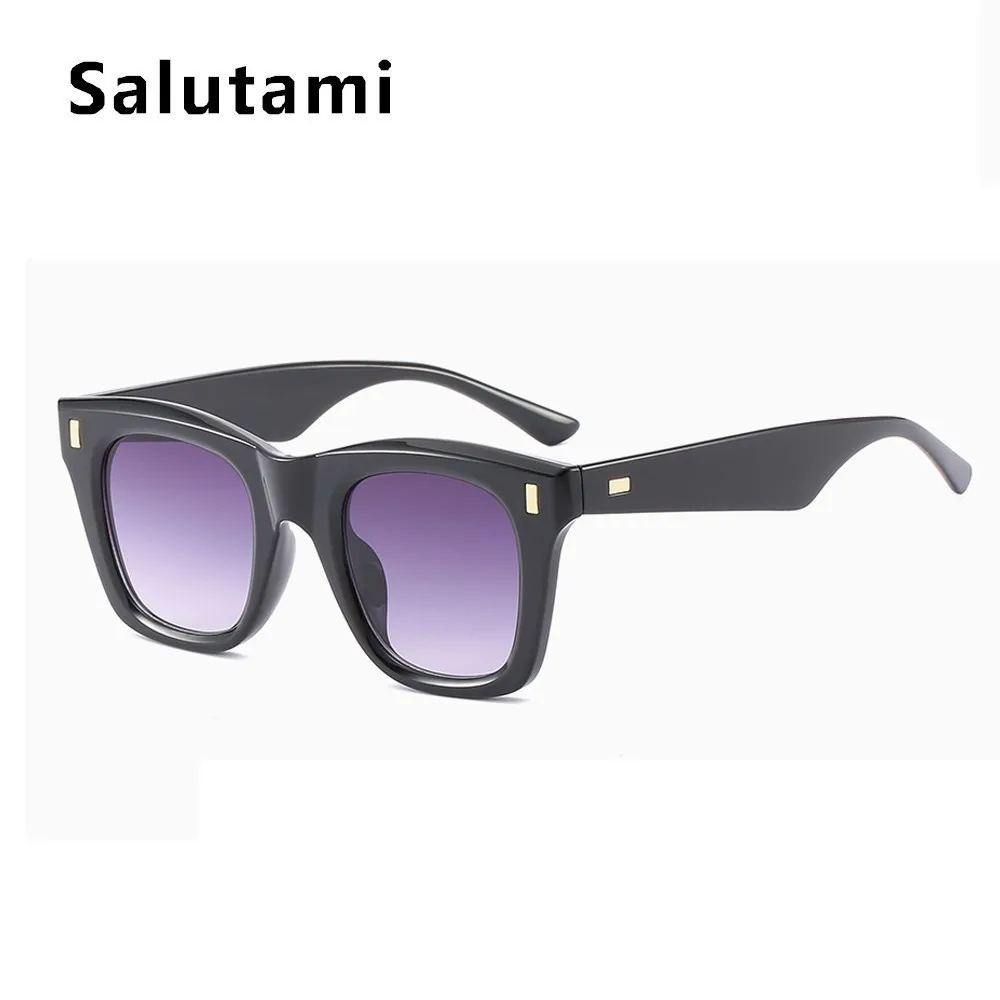 Квадратные Солнцезащитные очки с заклепками для женщин и мужчин Роскошные брендовые солнцезащитные очки с небольшой оправой Uv400 очки пластиковые ретро градиентные оттенки - Цвет линз: black gray