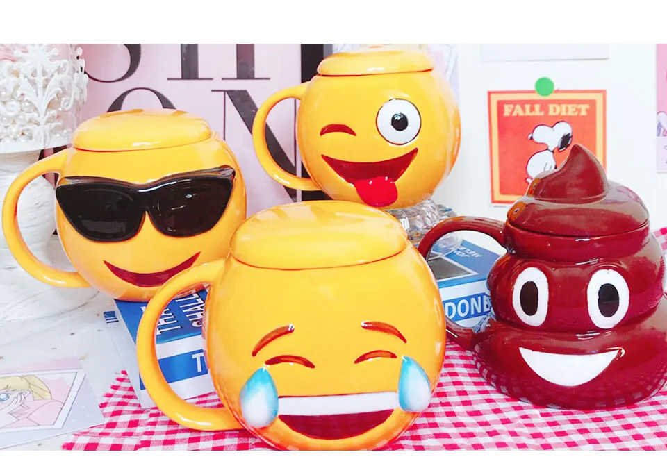 Creative Ceramic Mug With Lid Coffee Mug Travel Tea Cups And Mugs Ceramic Porcelain Expression CuteMorningTeaMilk Mug For Kid (12)