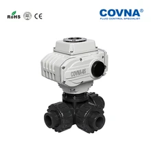 3/4 дюйма ПВХ 3-ходовой шаровой клапан, модулирующий Тип 4-20mA DN20 Пластик Электрический шаровой кран уплотнительное кольцо из ПТФЭ T Порты и разъёмы L Порты и разъёмы