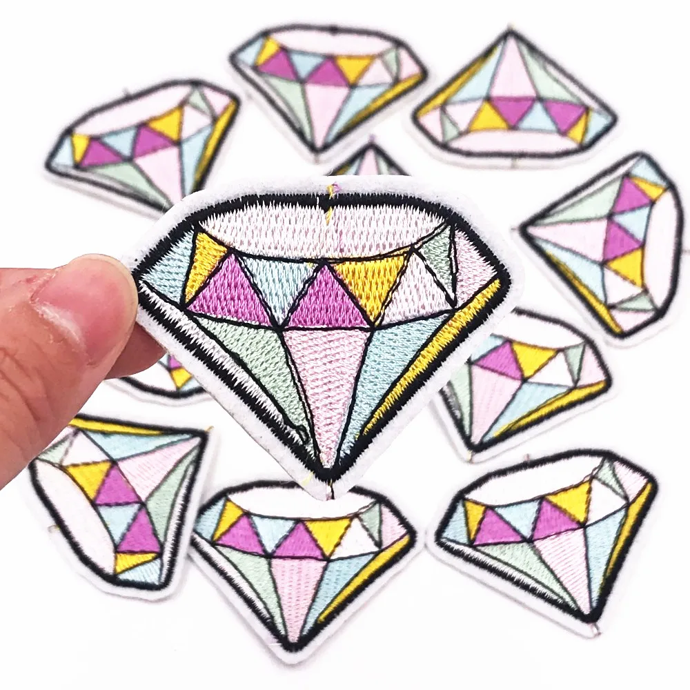 

Colorful DIAMOND DIY Bags Badge Embroidery Patches Applique Clothes Ironing on Clothing Sewing on Supplies Decorative