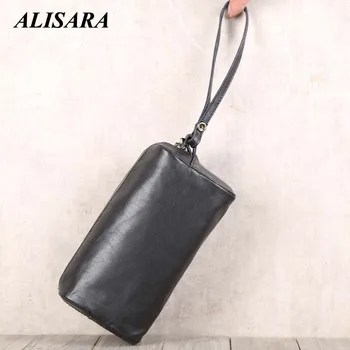 

Alisara Women Clutch Genuine Leather Wallet Female Long Wallet Women Zipper Purses Strap Money Bag Large Capacity Phone Purse