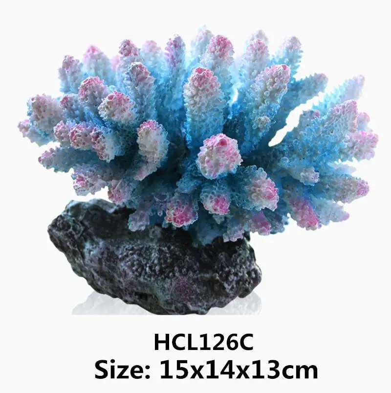Красивый искусственный Коралл Украшение аквариума рок аквариум Коралловый риф орнамент камень смола аквариумные аксессуары 12 видов стилей - Цвет: L blue