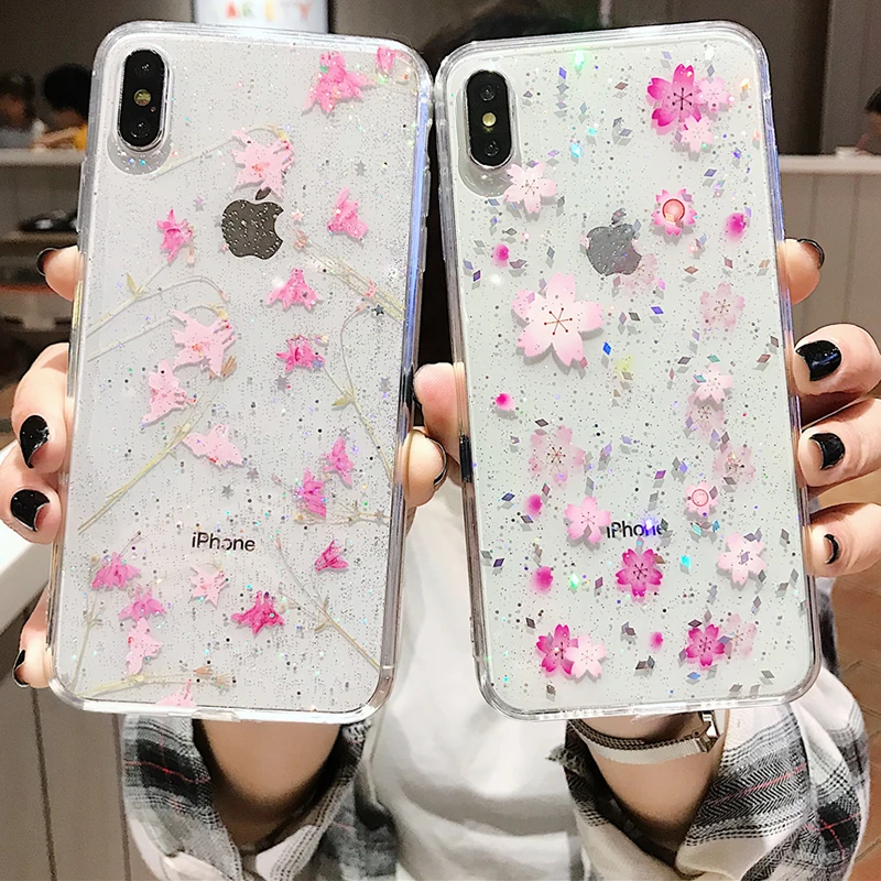 

Transparent Soft TPU Phone Case For Iphone XS Max XR X 8 7 6 6S Plus Small fresh flowers pattern Clear Back Cover Capa Shell