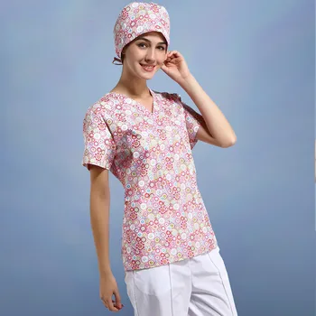 

2018 Medical Uniforms Doctor Nurse Uniform Hospital Medical Scrub Clothes Operating Room Short Sleeve Cotton Printing Clothes
