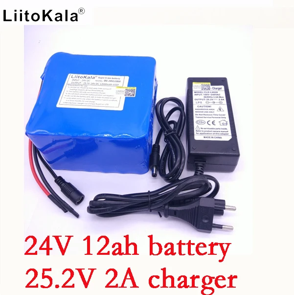 LiitoKala 24v 12ah 6S6P литиевая батарея 25,2 V 12000mah литий-ионная батарея для велосипеда 350w e велосипед 250w мотор+ 2A