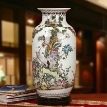 Антикварная эмаль Цзиндэчжэнь большая-декоративная-напольная-вазы цветная эмаль красно-коронованный кран украшает гостиную вазу