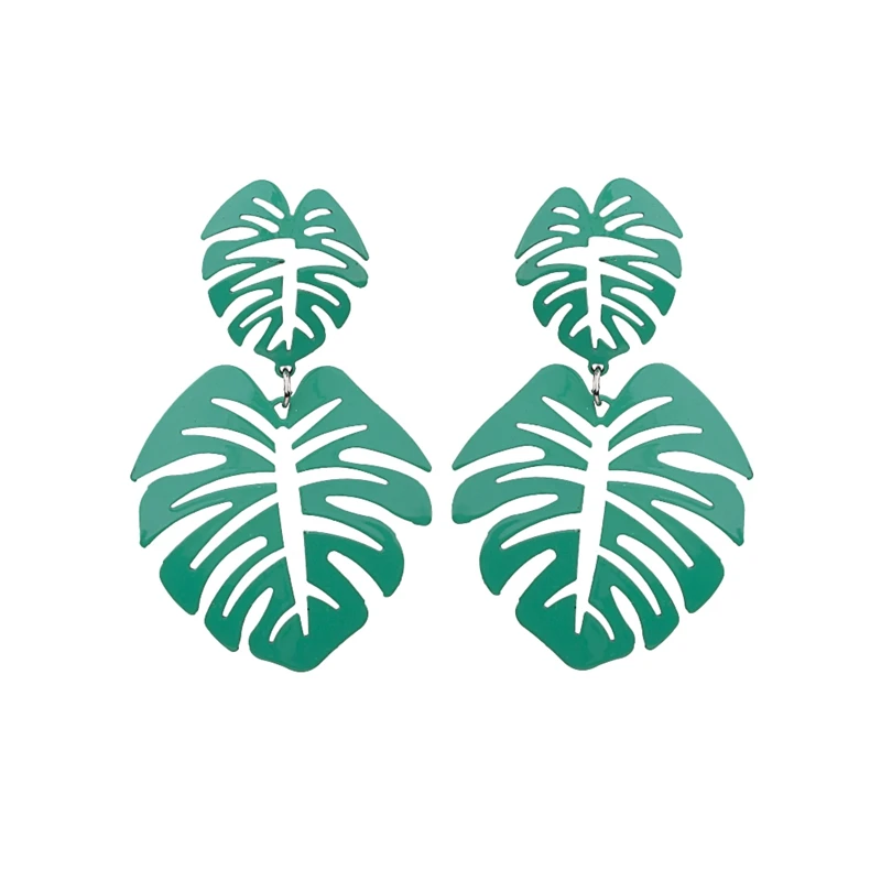 

Junlead New Fashion Gold Metal Alloy Hollow Green Leaves Oorbellen Statement big Bohemian Drop Dangle Earring For Women Jewelry