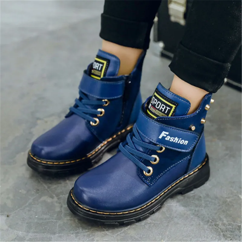 NEW Girls Martin Boots Boys Shoes botte enfant fille PU Leather Children Boots Fashion Toddler Kids Boots Warm Winter Boots