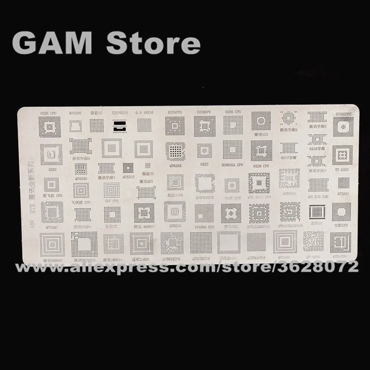 

For MTK BGA Stencil MT6225 6253 6573 6229 6276 6252A Reballing Pins For Spreadtrum IC Soldering BGA Direct Heating Template A89