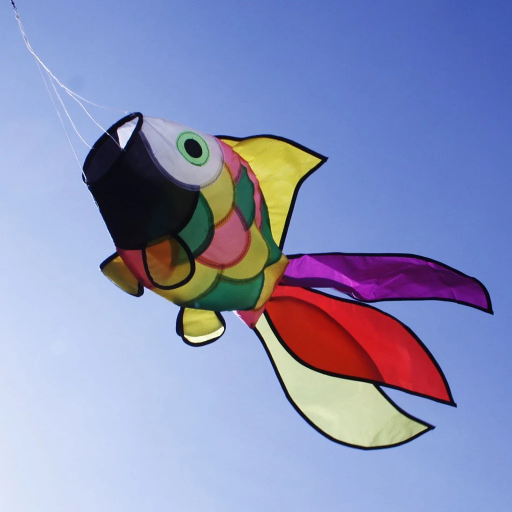 2pcs Rainbow Fish Kite Windsock Outdoor Garden Park Decor Kids Line Laundry Kits Toys