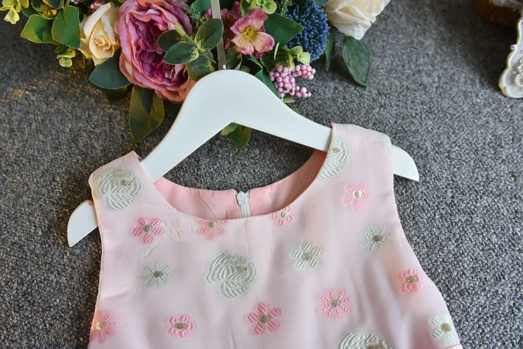 girl beach floral dresses girls pink tutu frill dance princess dress kids summer clothes sleeveless ruffle flounce party cloth (8)