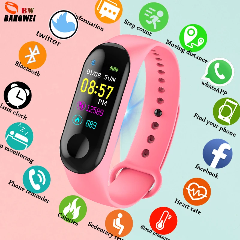 

2019 New Sport Waterproof Smart watch Women Blood Pressure Monitor Smartwatch Fitness Tracker Pedometer Smart-watch PK mi band3