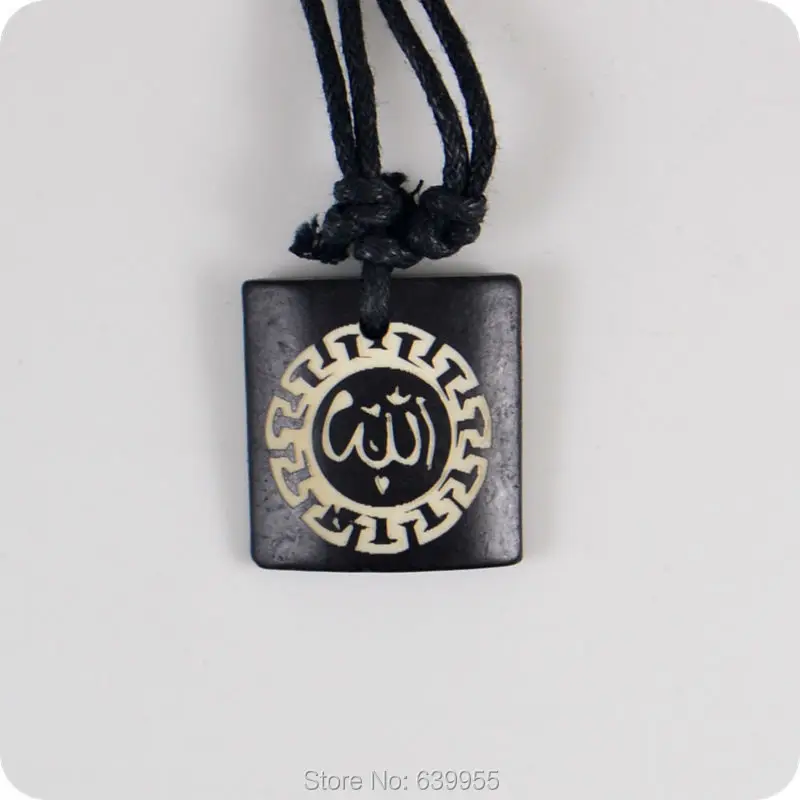 

ALLAH Arab Islam Quran yak bone Carving Pendant Necklace Amulet Lucky Gift Tribal Totem Fashion Jewelry