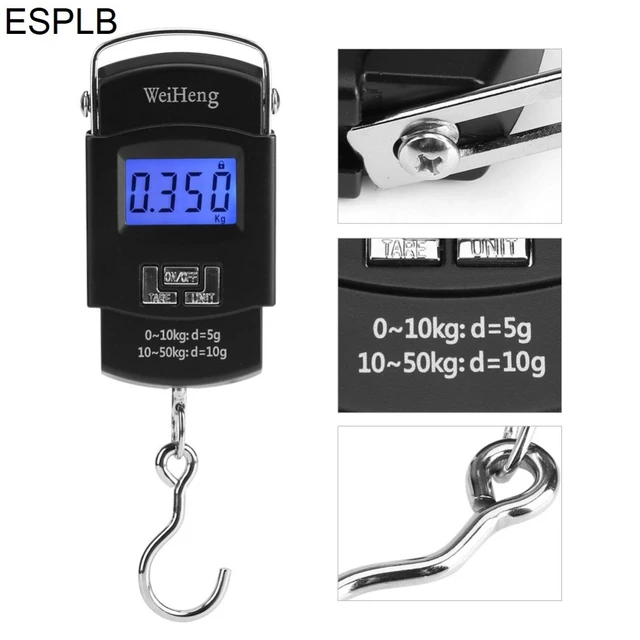 Luggage Weight Scale Fish Weighing Scales Digital Handheld Suitcase Weigher  for w/ Hook 110lb /50kg kg/IB-/jin-/oz - AliExpress