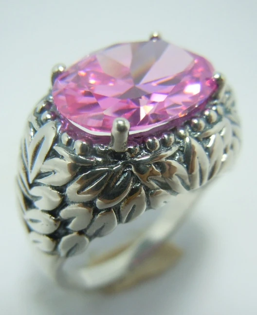 

South Korea beautiful pink delicate Plant pattern retro ring temperament elegant decorative pattern