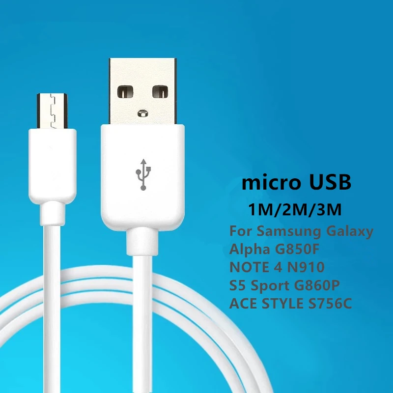 Charging Cable Micro USB2.0 Data sync Charger 2M For Samsung Galaxy Alpha G850F NOTE 4 N910 S5 Sport G860P ACE STYLE S756C | Мобильные