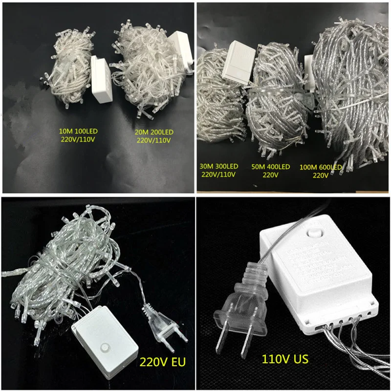 ECLH Outdoor String Lights 5M 10M 20M 30M 50M 100M Led Garland String Fairy Light 8 Mode Christmas Light Holiday Wedding Party