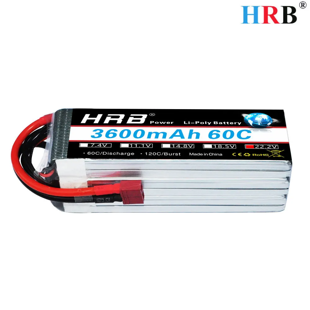 HRB RC 1S 2 3S 4S 5S 6S Lipo Батарея 22,2 V 3600 мА/ч, 60C 120C 7,4 V 11,1 V 14,8 V 14,8 V 18,5 V для TREX 500 600E вертолет