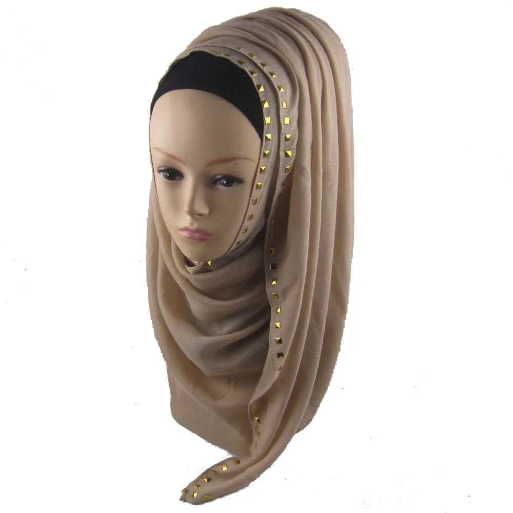 2017 cheap prices women islam hijab soft rivet/stud cotton hijabs