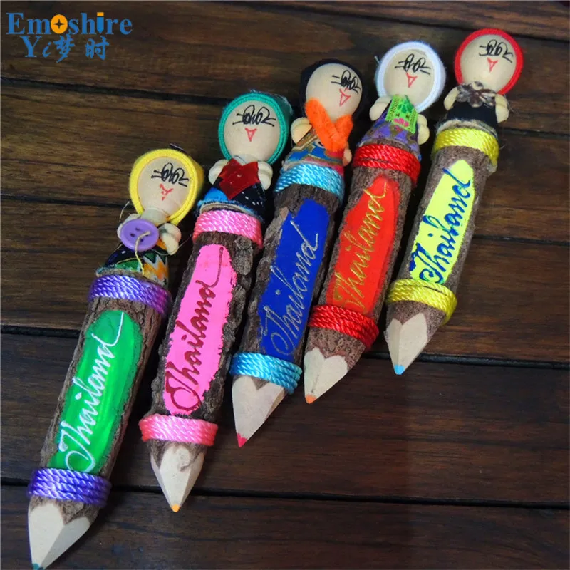 Emoshire Imported Thai color pencil wood doll decorative pencil personality creative ornaments travel souvenirs gifts (6)