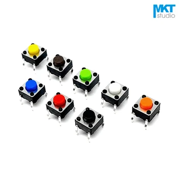 

100Pcs 6*6*5mm Through Hole Micro Push Button Tactile Tact Electronic Switch Brown Blue Black Red Orange Green Yellow White