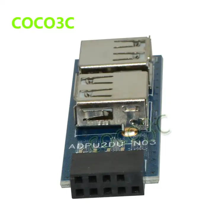 Материнская плата usb-хаб 9pin на 2 порта USB 2,0 10pin Female header to Dual USB2.0 женский порт конвертер карты - изображение