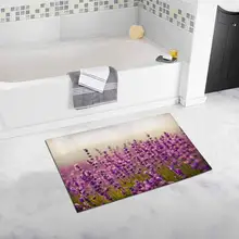Фиолетовый Лавандовый цветы в поле мягкий мохнатый коврик для ванной Нескользящий Резиновый коврик для ванной комнаты коврики