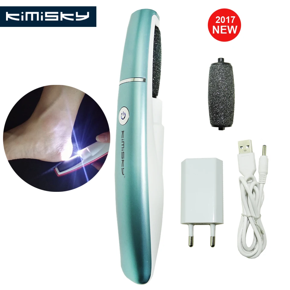 

KIMISKY Mini Blue +LED RECHARGEABLE Electric Pedicure Tools Foot File Electric PK Scholls file Foot Care Tool 1 Roller Heads