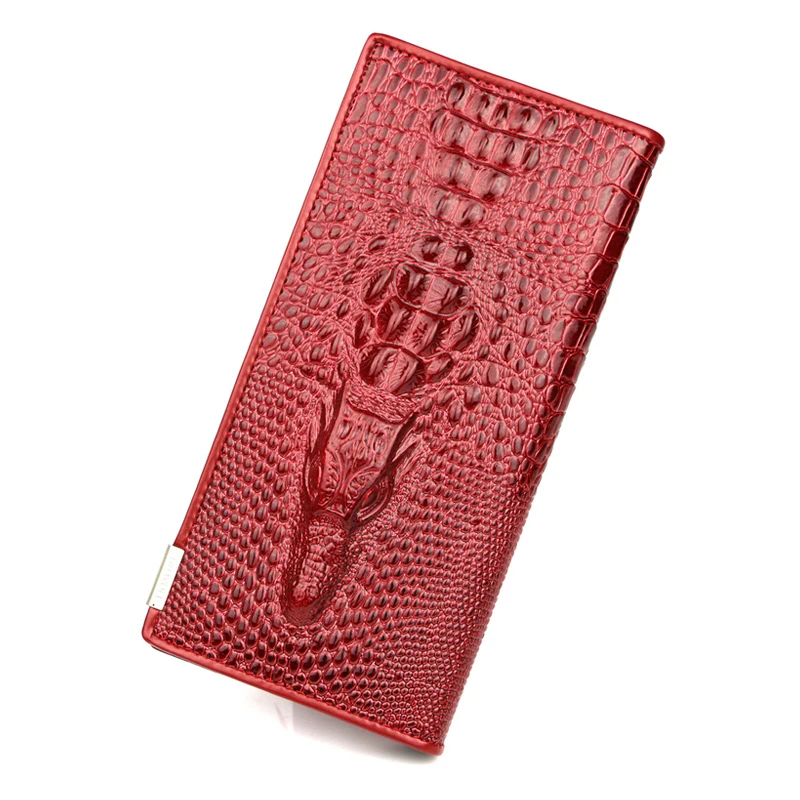 2017 Женский Длинный кошелек из натуральной кожи с текстурой крокодила роскошный