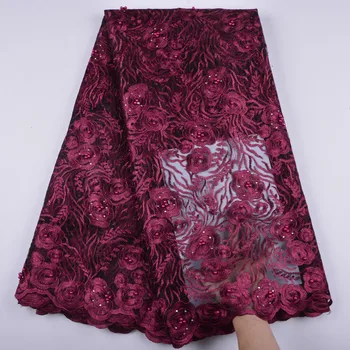 

African Tulle Lace Fabric African Guipure French Lace Fabric With Stones Nigerian Embroidery Tulle French Lace For Party 1375B