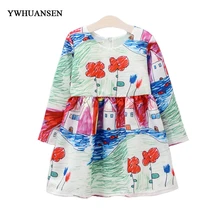 YWHUANSEN/осень-зима; платья для девочек с принтом граффити; коллекция года; детская одежда для продажи; платье принцессы; детские вещи для девочек