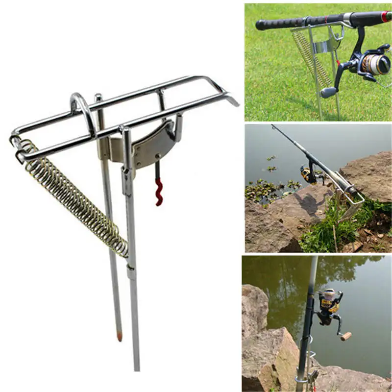 

Max Tension 50kg Stainless Steel Double Spring Fishing Rod Pole Bracket Automatic Adjustable Sea Fishing Rod Stand Holder 43x6cm