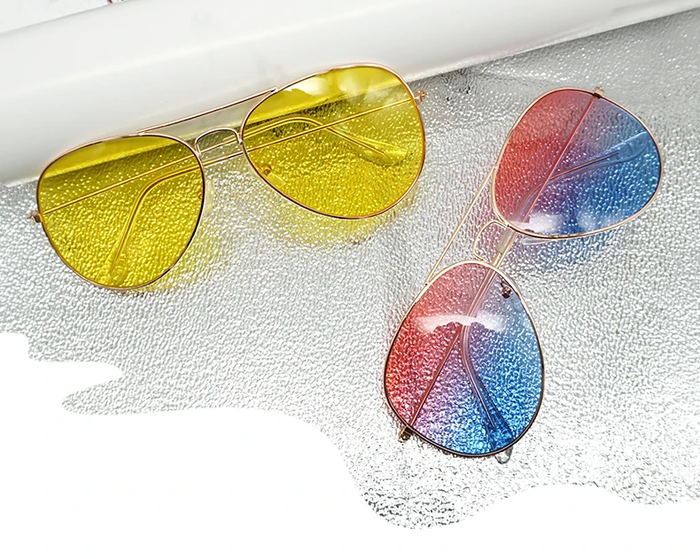 MINIMUM Clear Pink Sunglasses Women Men Ocean Transparent Sun Glasses Candy Color Eyewear Pilot Toad Yellow Lens Glasses Anti-UV1 (1)
