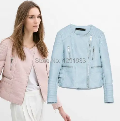 baby blue faux leather jacket