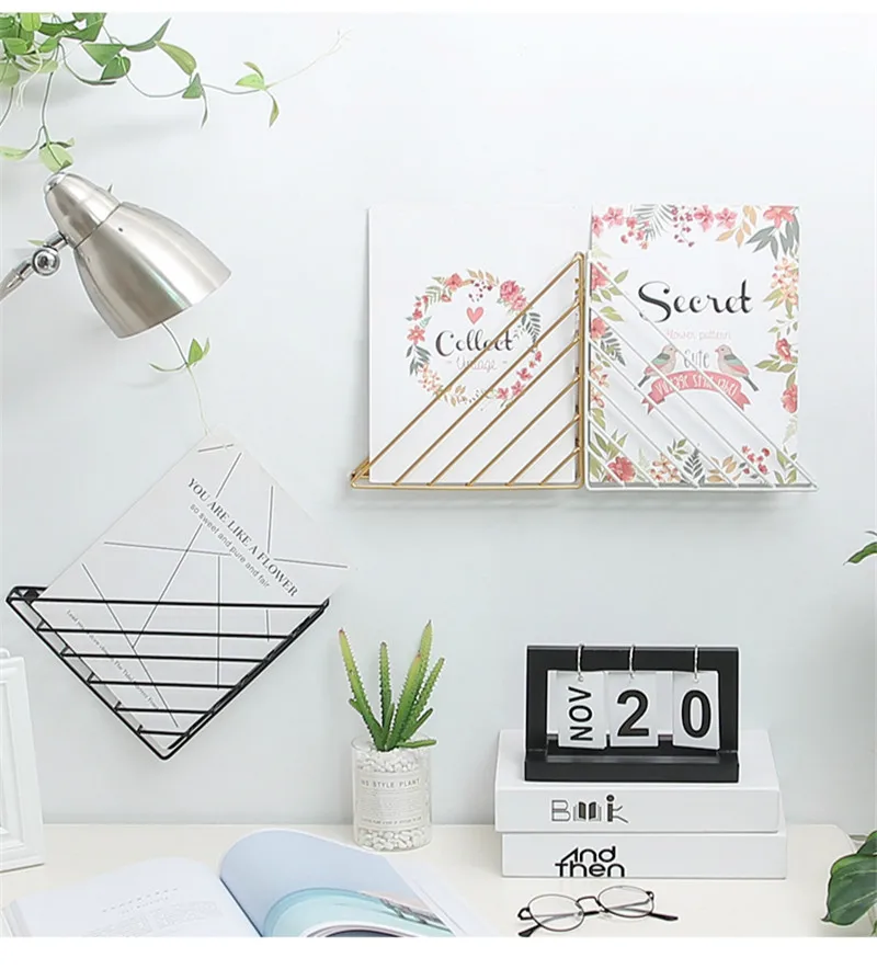 1 قطعة الشمال الحديد الحائط تخزين الرف حامل المجلات رف كتب عرض موقف مكتب المنزل التخزين سطح المكتب المنظم هدايا