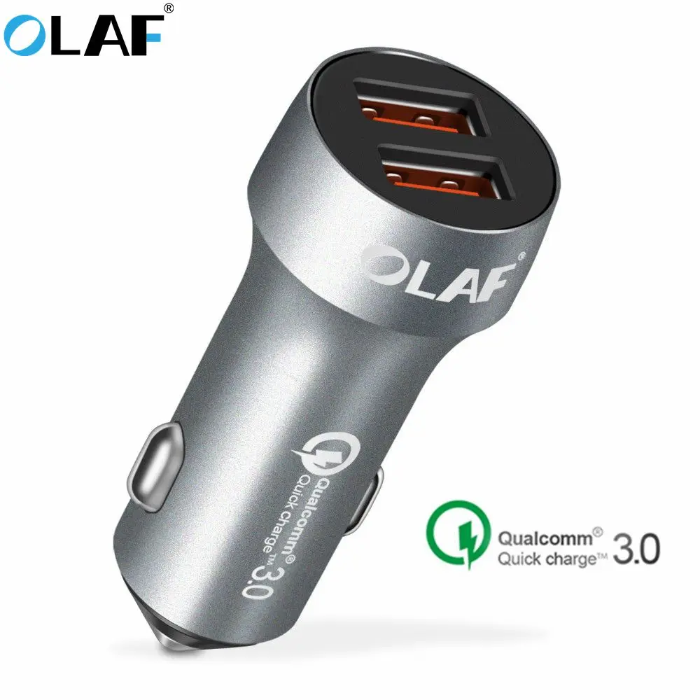 

Olaf Dual USB Quick Charge QC 3.0 Car Charger For Samsung Xiaomi Smart Fast Charger Mobile Phone Quick Charger Metal Car-Charger