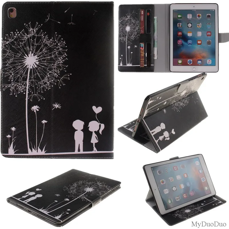 Fashion Two Sides Flower PU Leather Case For Apple iPad Pro 9.7 Case Wallet Flip Stand Tablet Cover Case With Card Money Holder (87)