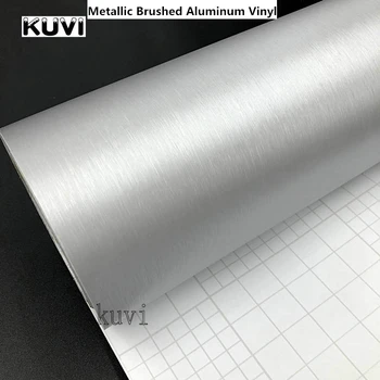 

10rolls 152cm Car Styling Silver Metallic Brushed Aluminum Vinyl Matt Brushed Car Wrap Film Sticker Decal With Bubble