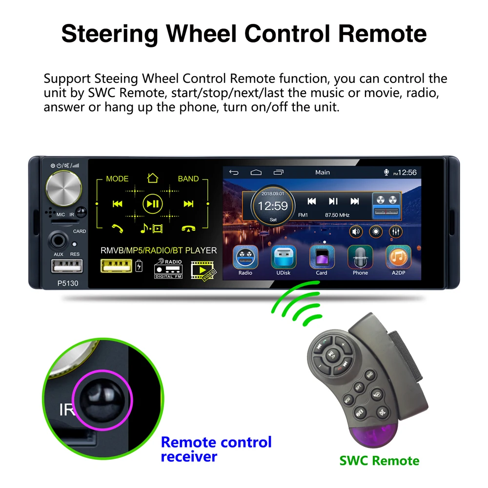 LeeKooLuu 4.1" Touch Screen Car Radio 1 Din Autoradio Stereo Audio MP5 Video Player USB MP3 Bluetooth Car Multimedia Player