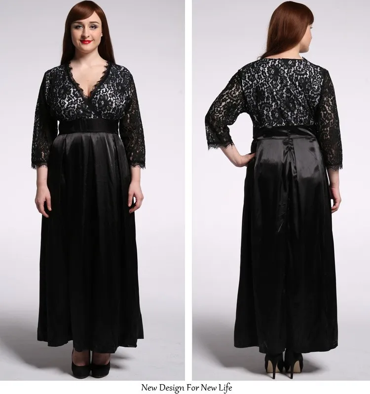 6xl плюс Размеры черный Кружево платье для Для женщин летние длинные платья пикантные Лоскутные Макси платья vestidos Longo